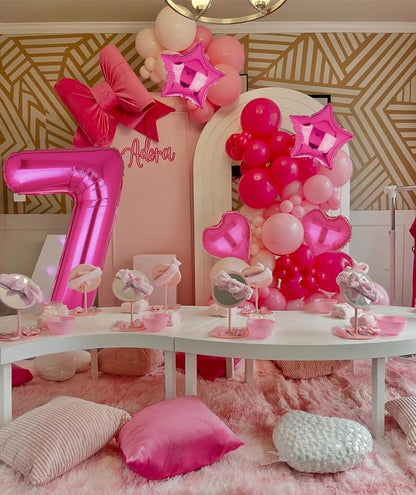 40 Inch Number Balloons Hot Pink 7 Cowgirl Pink 7th Birthday Decor 9 Pcs | - Image 3