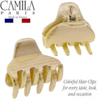 Camila Paris CP3198 French Hair Clip for Women, Small 1 inch Set of 2 Beige Girls Hair Claw Clips Jaw Fashion Durable and Styling Hair Accessories for Women, Strong Hold No Slip Grip, Made in France