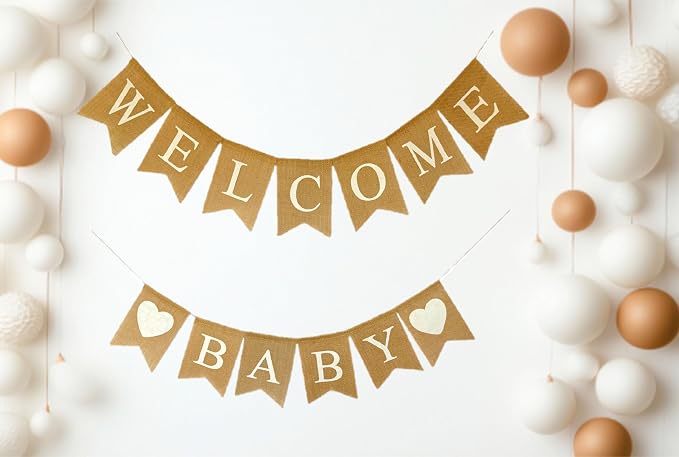 Welcome Baby Burlap Banner for Baby Shower Decorations and Gender Reveal Party - Image 6