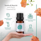 HBNO Myrrh Essential Oil - 1/3 oz (10 ml) Travel Size - Natural Myrrh Oil - Perfect for Cleaning, Aromatherapy, DIY, Soap and Diffuser - Myrrh Essential Oils