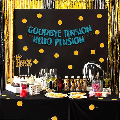 Pre-Strung Goodbye Tension Hello Pension Teal Glitter Banner - Image 6