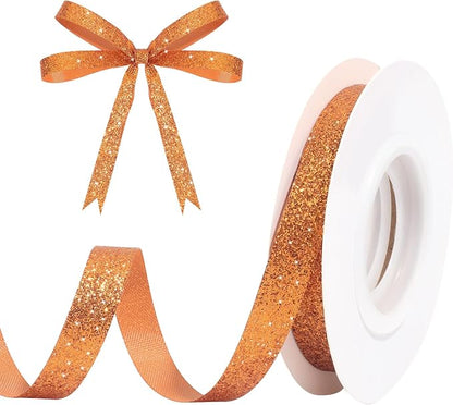 Amber Gold Metallic Glitter Ribbon by HISWAN