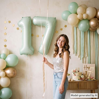 Olive Green Number 17 Balloon 40 Inch, Balloon - Image 7