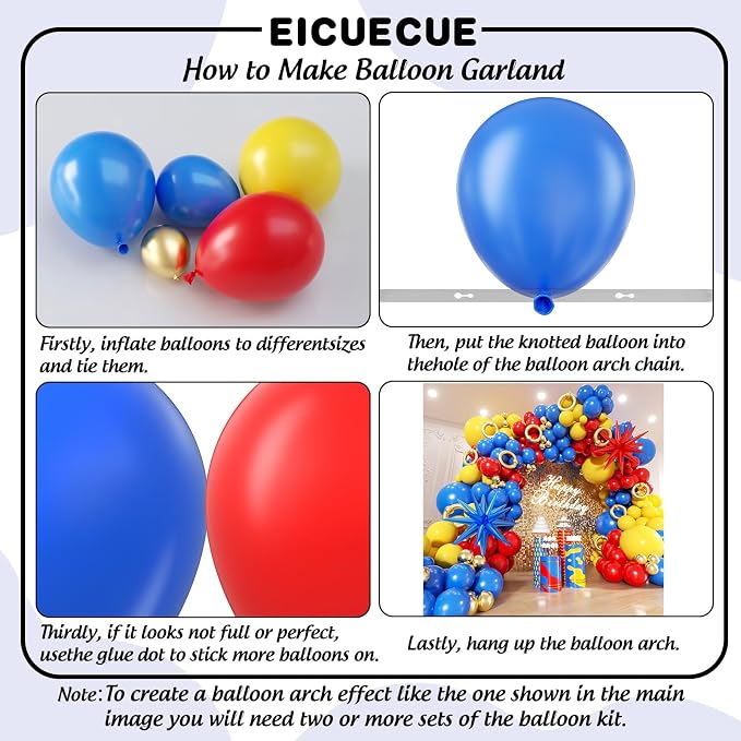 Red Blue Yellow Balloon Garland Arch Kit - Image 3