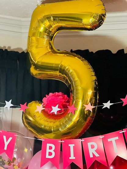 Number Balloons 5 Balloon Gold for 5th Birthday Party Decoration, 40 inch | - Image 2
