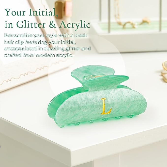 Christmas Gifts for Teenage Girls Stocking Stuffers for Teen Girl | Claw Clip Initial Hair Clips | Personalized Hair Claws | 8 9 10 11 12 13 14 15 16 Years Old Girl Gift Trendy Stuff - Green,K