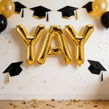 40Inch Gold YAY Balloons, Giant YAY Letter Foil Mylar Balloon Banner - Image 9