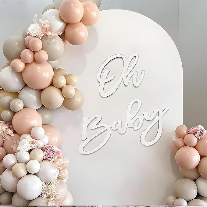 Oh Baby Sign for Backdrop, Wooden Baby Shower Sign White Letters Party Banner - Image 6
