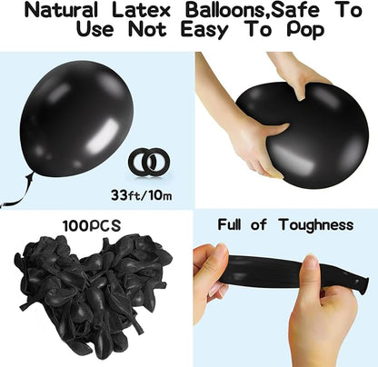EMART Black Balloons 12 Inch 100pcs, Latex Balloons - Image 4