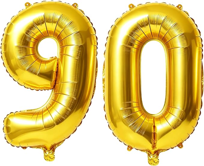 40 Inch Number 90 Balloons for 90th Birthday Party Decorations, 0-100 Gold by FOBELEC