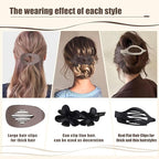 Matte Flat Hair Clips for Women, 3 Styles Non-slip Flat Claw Clips for Thick or Thin Hair, for Curly Straight Duckbills Flat Hairs Clips For Women & Girls