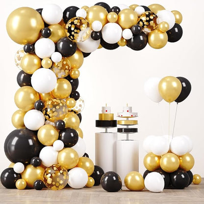 Voircoloria 148pcs Black and Gold Balloons Arch Kit, 18 12 10 5 Inch | by Voircoloria
