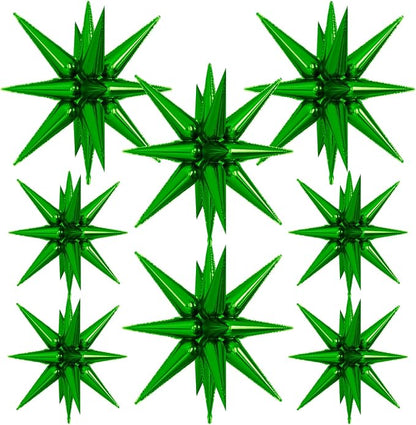 Green Star Balloons, Large Spike Balloons | 22 Inch Green Balloons, One-Piece by Adeyoo