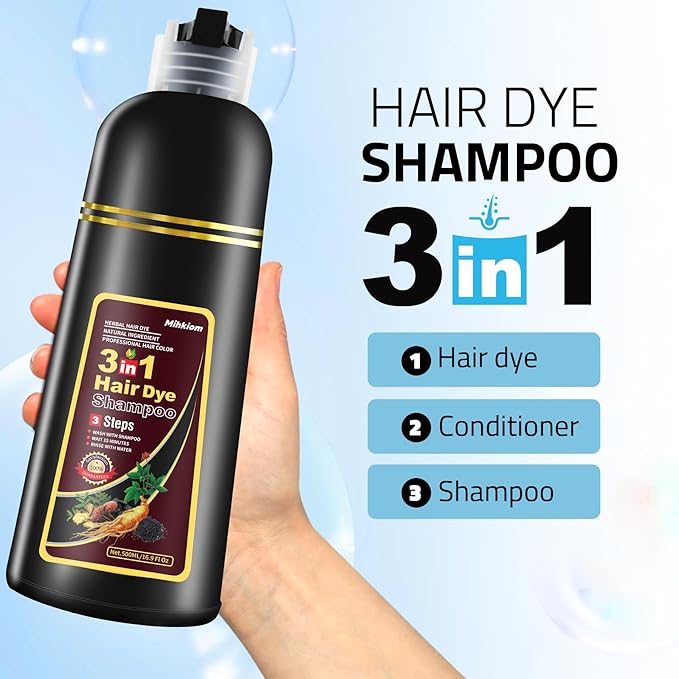 Hair Dye Shampoo 3 in 1 for Women & Men, Chestnut Brown Hair Color Shampoo Refresh Hair Only 20 Mins - Natural Plant - Champu Para Pintar el Pelo
