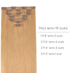 WENNALIFE Clip in Hair Extensions Real Human Hair, 18 Inch 120g 7pcs Remy Hair, Strawberry Blonde Straight Natural Coloured Extensiones De Cabello Humano Con Clip Ins