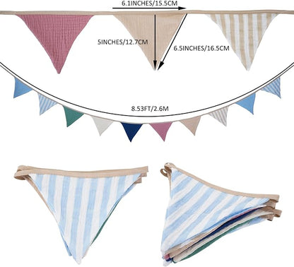 2Pcs Triangle Bunting Flag No-DIY Cotton Fabric Garland Reusable Party Banner - Image 5