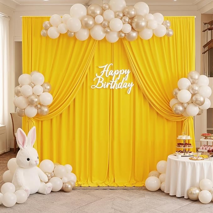 20ft x 10ft Wrinkle Free Yellow Backdrop Curtains - Image 3