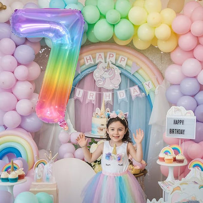 7th Birthday Balloons for Girls, Large Helium Mylar Colorful Multicolor 7 - Image 5
