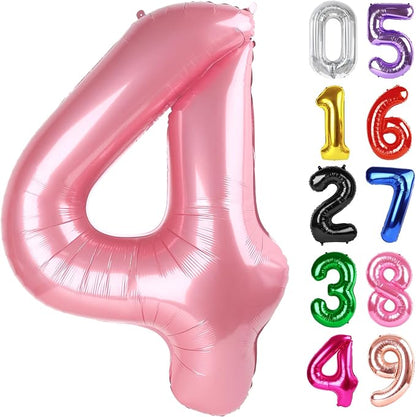 Pastel Pink Number 4 Balloon 40 Inch, 4th Birthday Decorations Men Women | Foil by IWERP