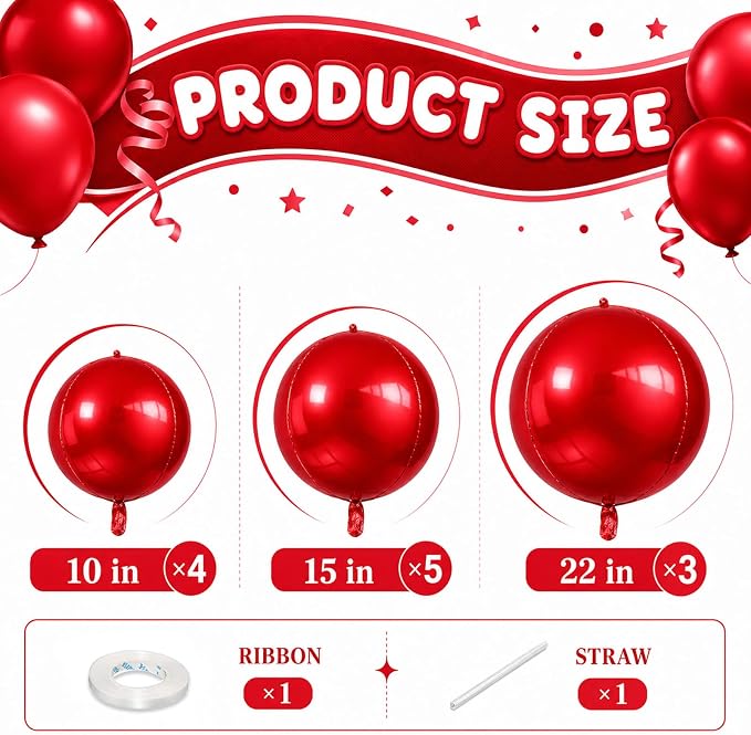 Red Round Foil Balloons - Image 2
