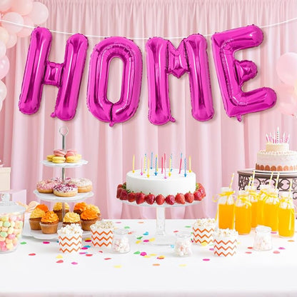 Hot Pink HOME Balloons, 40 Inch HOME Letter Balloons Home Balloon Banner - Image 4