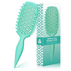 Curl Defining Brush for Thick Coily Hair, Firm-Bristle TPEE Detangling Brush for Coarse 4A–4C Curls, Dual-Sided Wide & Narrow Tooth Brush for Wet & Dry Curl Shaping– Women & Men (Aqua Mint)