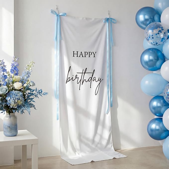 Tingjoo 27 × 78 Inch Happy Birthday Fabric Banner Long Birthday Party - Image 4