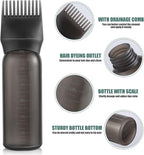 Pimoys Root Comb Applicator Bottle 6 Ounce, Oil Applicator for Hair Dye, Hair Oiling Bottle Brush with Graduated Scale, Black