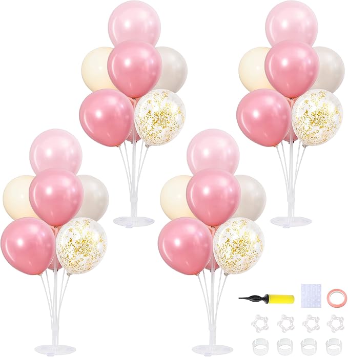 4 Sets Pearl Pink Sand White Balloons Stand by ZyloonDecoration