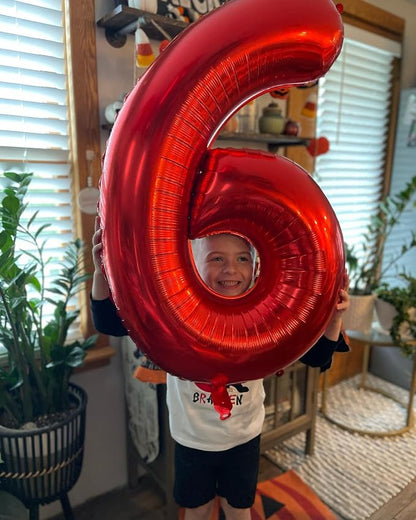 7 Balloon - Red Birthday Number Balloons, 40 Inch Decorations Men Women | Red - Image 2