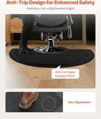 VEVOR Salon Mat for Hair Stylist, 3 x 5 FT Semi-Circle Salon Chair Mat, 1/2-inch Thickened Anti Fatigue Barber Shop Floor Mat with Round Cut Out, Easy-to-Clean PVC Surface & Anti-Trip Beveled Edges