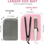 Larger Size Silicone Heat Resistant Mat for Curling Irons, Flat Irons, Hair Straightener and Other Hair Styling Tools, Portable Hot Tools Pad Cover for Travel Vanity Salon(12.0" x 9.0")