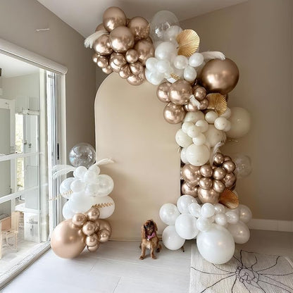Champagne Gold White Balloons, Nude White Sand Beige Transparent Balloon - Image 5