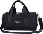 Compact Sports Gym Bag for Women & Girls and Kids, Cute Mini Duffle Bag with Wet Pocket & Shoes Compartment, Personal Item Travel Workout Bag, 16"-Small, Black