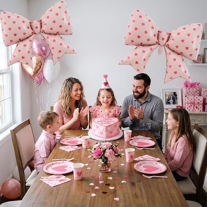 38 Inches Bow Balloon with Pink Heart Print - Image 5
