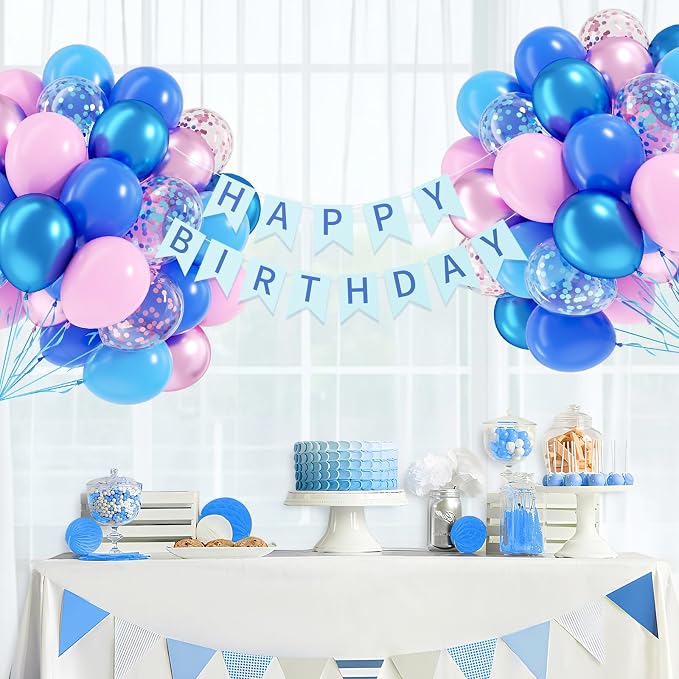 60pcs Pink and Blue Balloons 12inch - Image 7