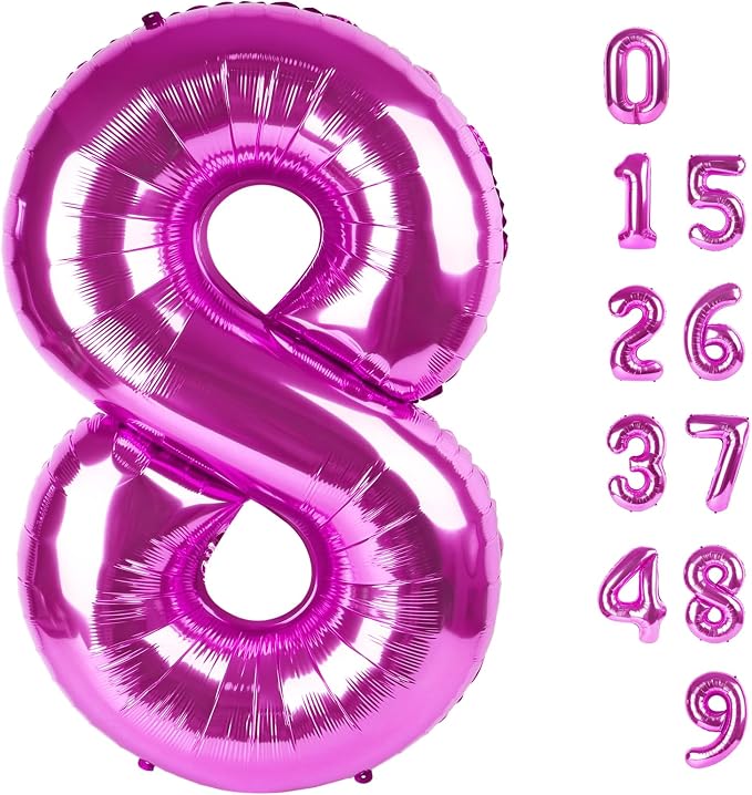 8 Balloon Number 40 Inch Rose Purple Balloons by Mluchee