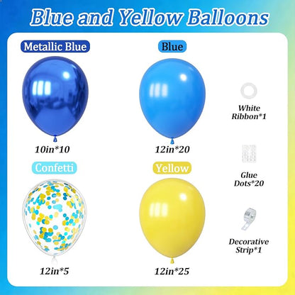 60pcs Blue and Yellow Balloons 12inch - Image 2
