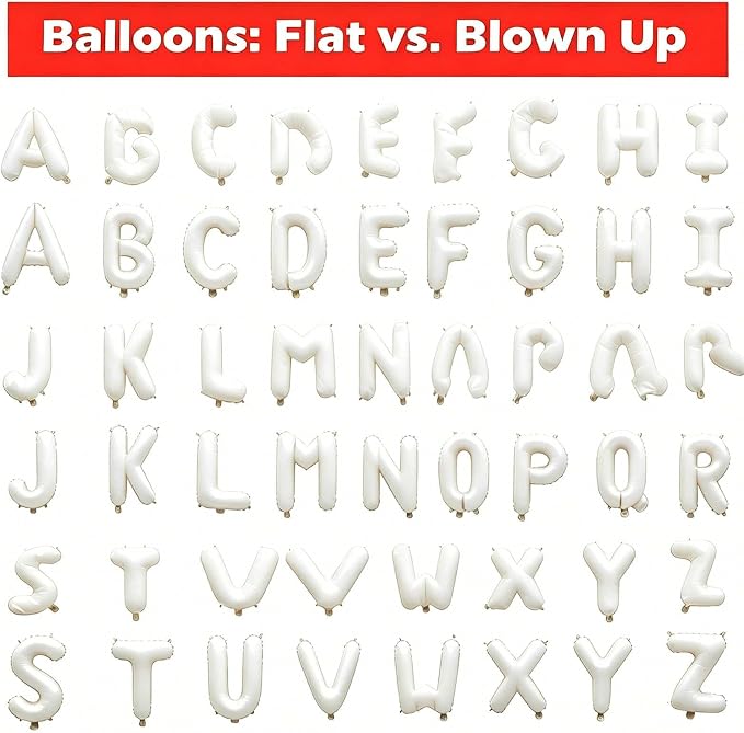98 Pcs White Letter Balloons, Custom 3 Set A-Z Set - Image 4