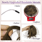 RUWISS Claw Clip Short Human Hair Ponytail Extension with Bendable Metals for DIY Styles Straight Messy Bun Hair Piece for Women Hairpieces for Daily Wear,9 Inch Chocolate Brown Highlighted Dark Brown