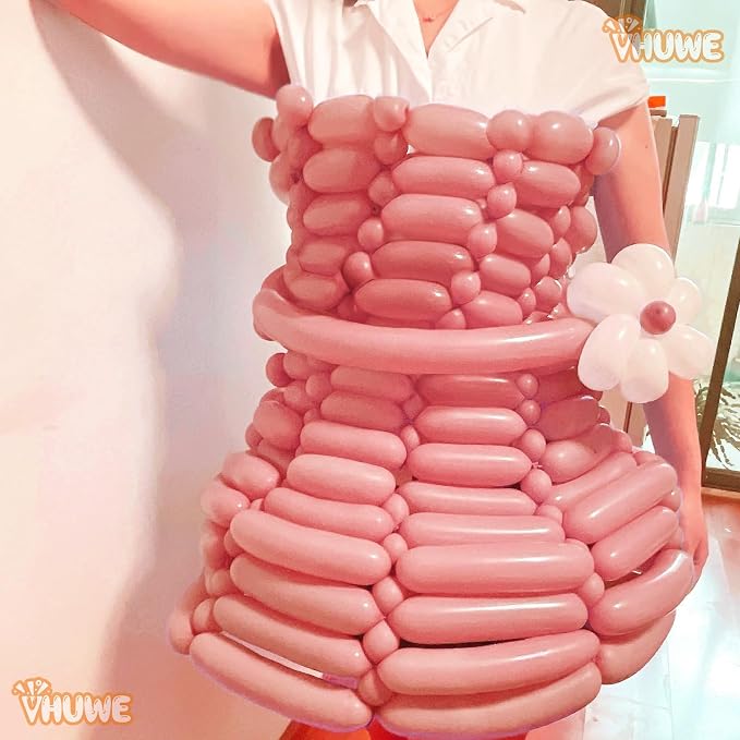 260 Balloons Blush Pink, Thickened 100 Pack Long Balloons Twisting Skinny Magic - Image 5