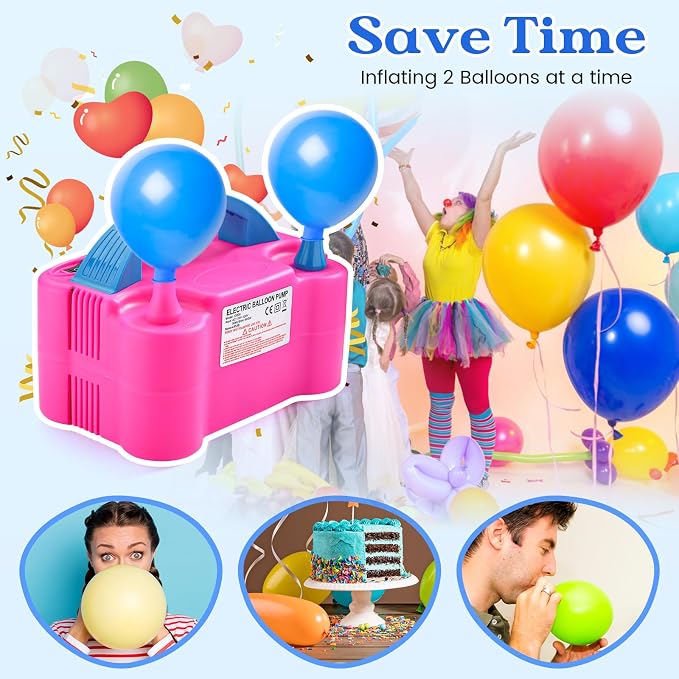 Voircoloria Balloon Pump Electric, Portable Automatic Dual Nozzle Inflator 110V - Image 7