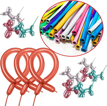 Rose Gold 260 long balloons 100 Pack Metallic Rose Gold Twisting Animal - Image 4