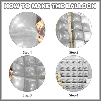 Metallic Silver Double Sided Square Foil Balloons Wall, 19 Inches Chrome Foil - Image 7
