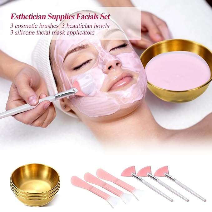 GRETJOB Professional Facial Bowls Set for Estheticians - 36 Pcs Mixing Bowls with Brush & Spatula | Facial Mask Mixing Kit for Spa & Home Use