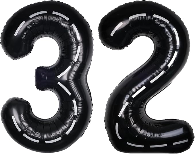 Race Car 40 Inch Black 32 Big Large Helium Balloon Number 0-9 | Track Giant by SULALABOO