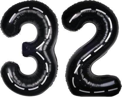 Race Car 40 Inch Black 32 Big Large Helium Balloon Number 0-9 | Track Giant by SULALABOO