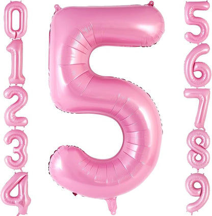 Pink Number 5 Balloon 40 Inch, Big Large Foil Helium Number Balloons, Jumbo by AIQINHU