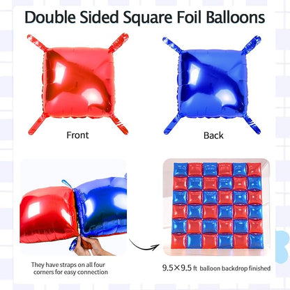 36pcs Red & Royal Blue Square Foil Balloons - Image 2