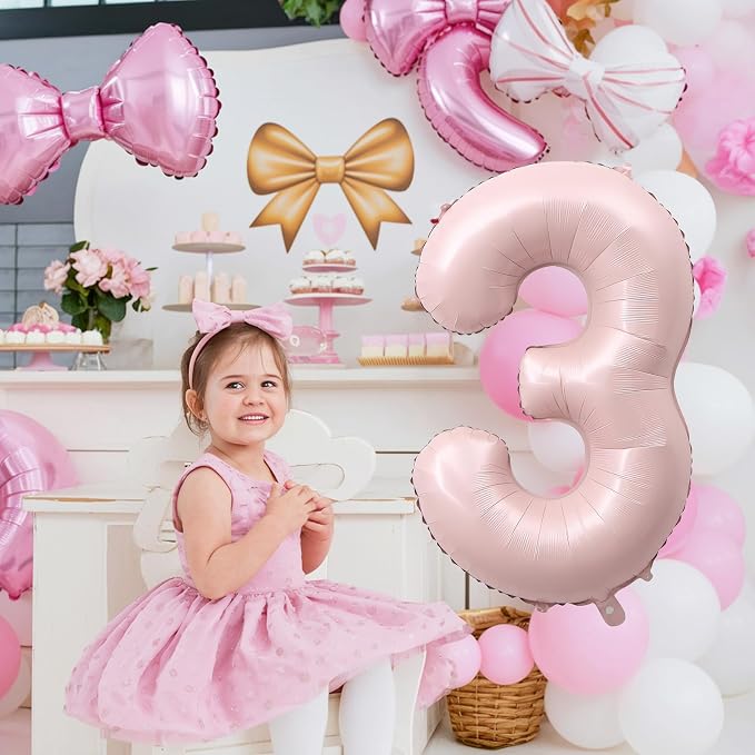 Pink Number 3 Balloon, 40 Inch Giant Pastel Light Pink Number Balloons 0-9 - Image 5